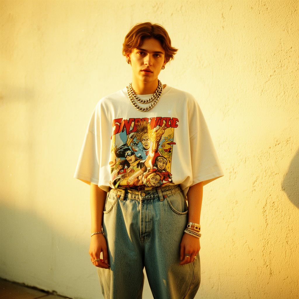 Model wearing vintage thrifted fit